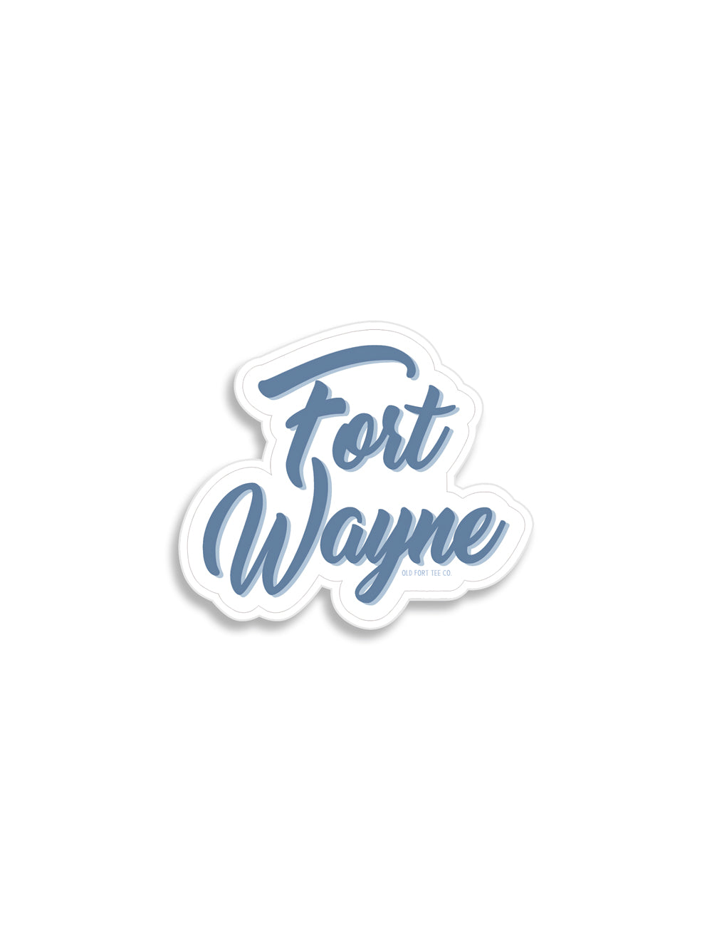Blue ink Script Fort Wayne die cut sticker