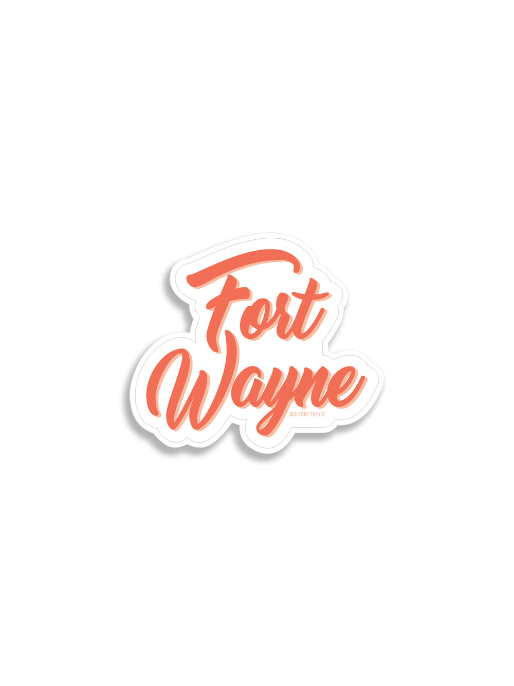 Orange ink Script Fort Wayne die cut sticker