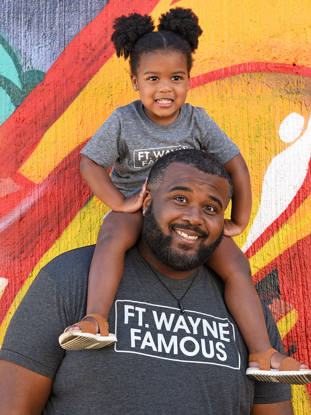 Fort Wayne Famous t-shirt on dad with daughter