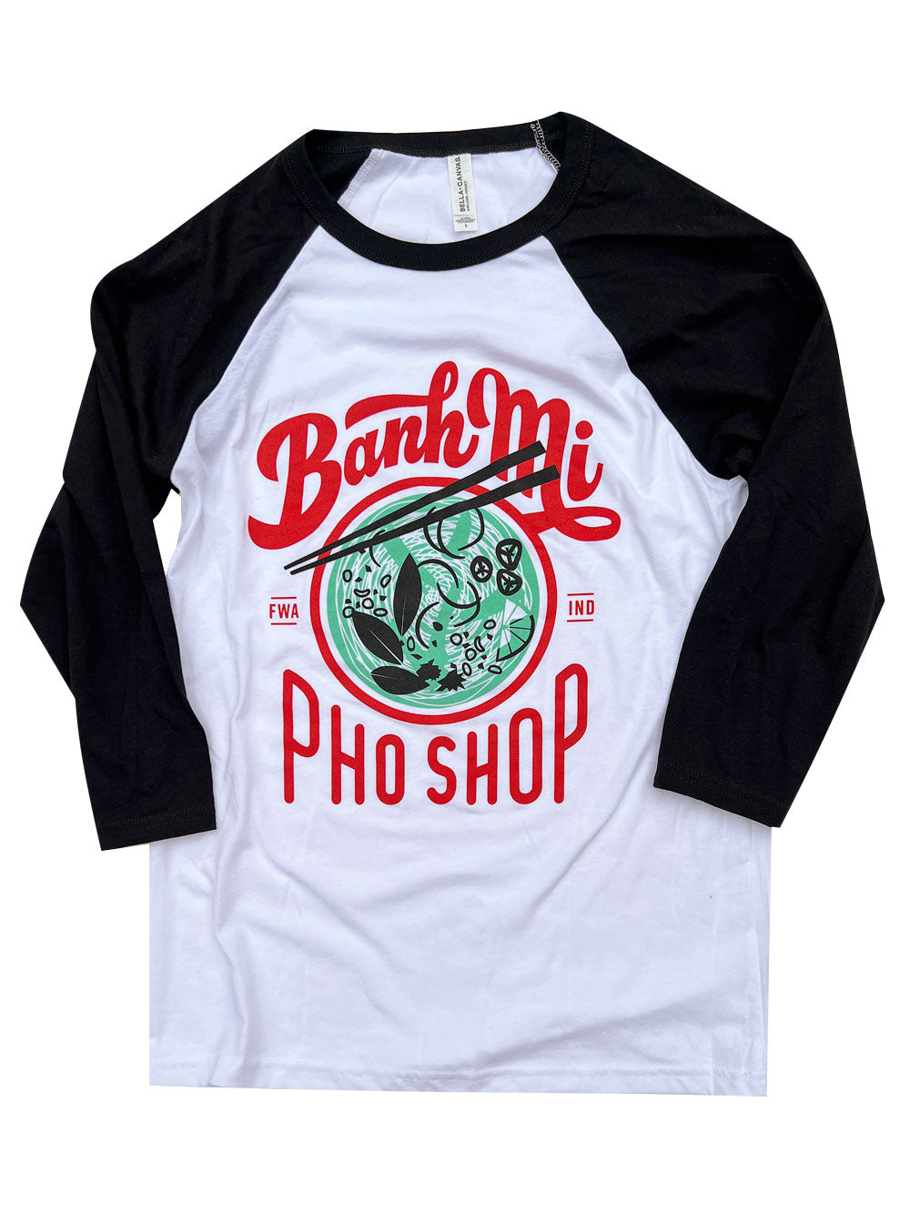 Banh Mi Pho Shop black and white baseball shirt