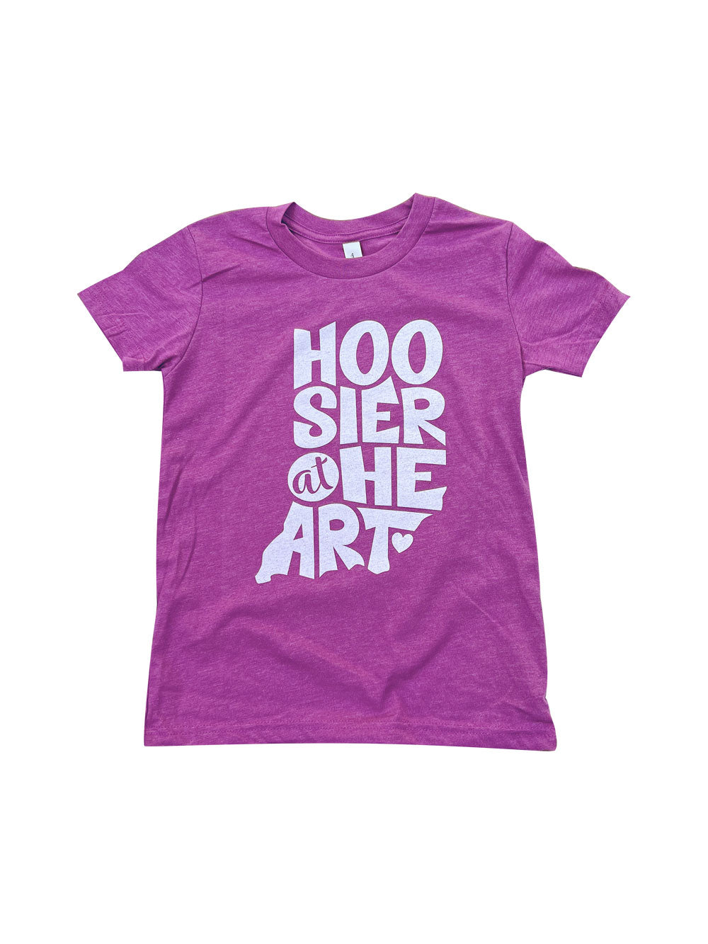 Hoosier at Heart magenta heather youth t-shirt