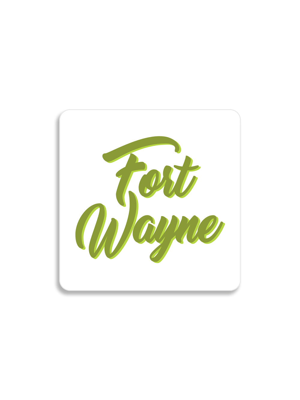 Lime green ink Script Fort Wayne magnet