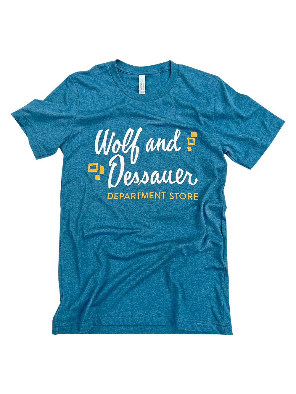 Wolf and Dessauer Department Store teal heather t-shirt
